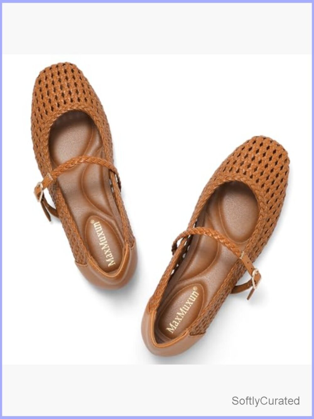 Square Toe Mary Jane Ballet Flats Woven Synthetic Leather Comfortable Dress - Picture 6 of 6